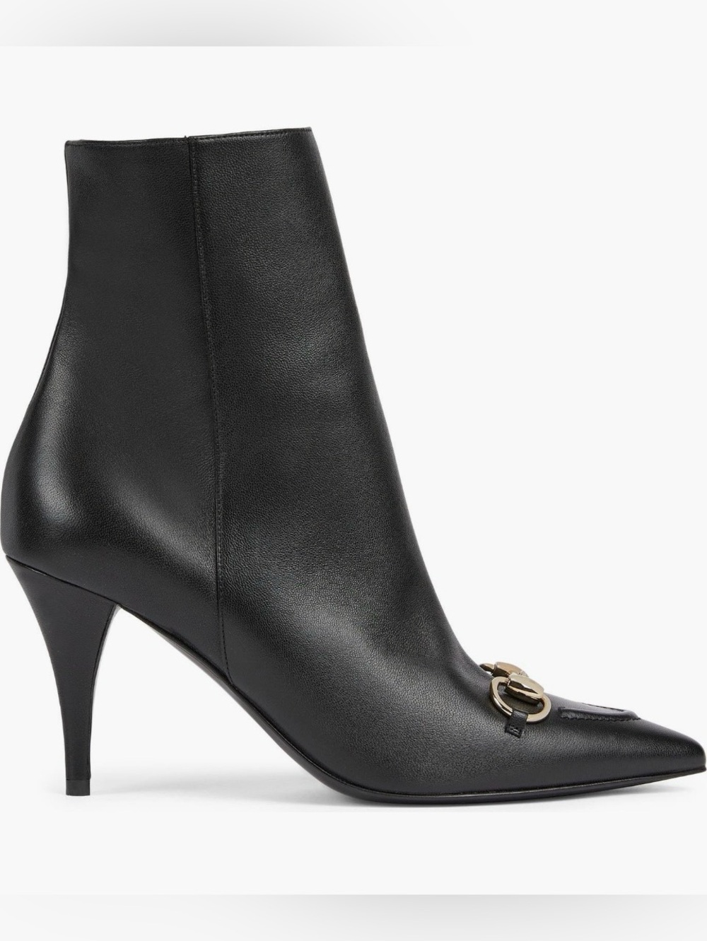 Gucci charlotte black horsebit classic point toe boot bootie sz 39.5